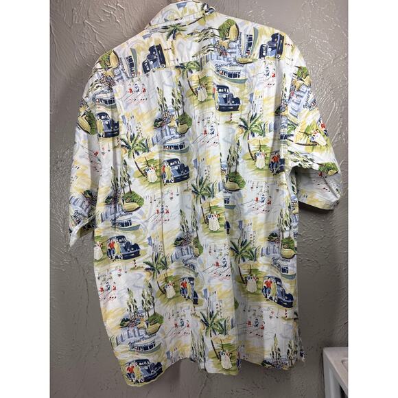 Clearwater Outfitters Florida Palm Tree Vintage Car Print Hawaiian Camp Shirt XL - Picture 2 of 5
